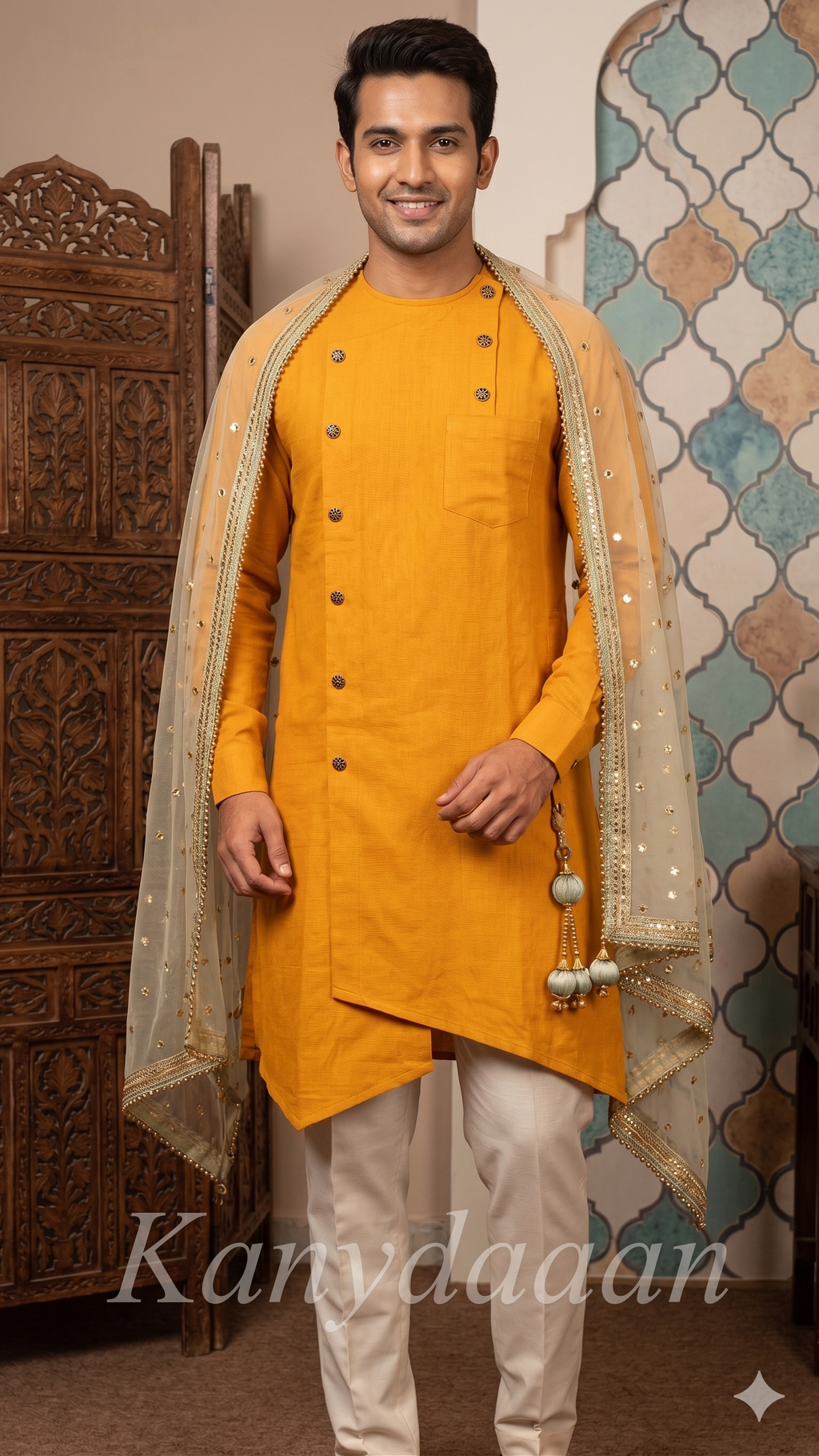 Mustard Kurta & Churidar Set